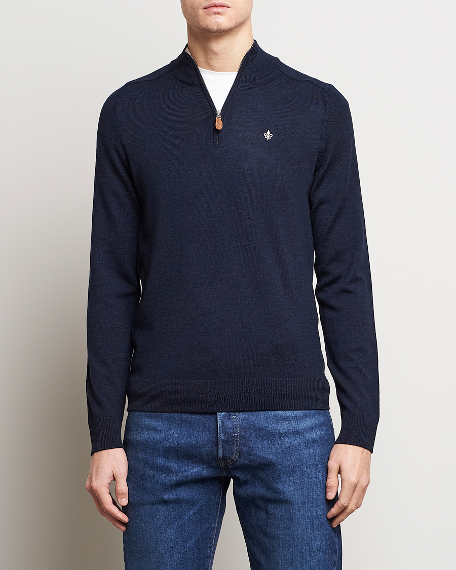 Hombres | Jerséis y prendas de punto | Morris | John Merino Half Zip Navy
