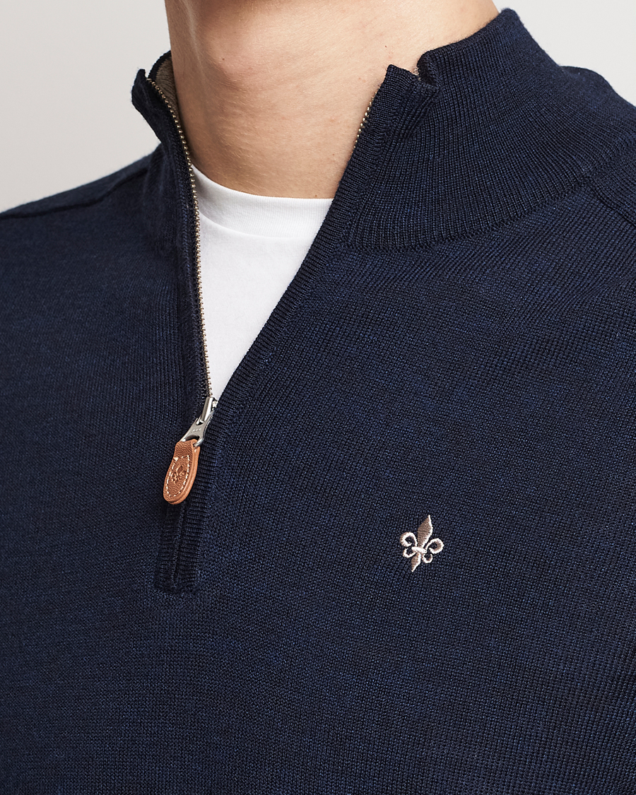 Hombres | Jerséis y prendas de punto | Morris | John Merino Half Zip Navy