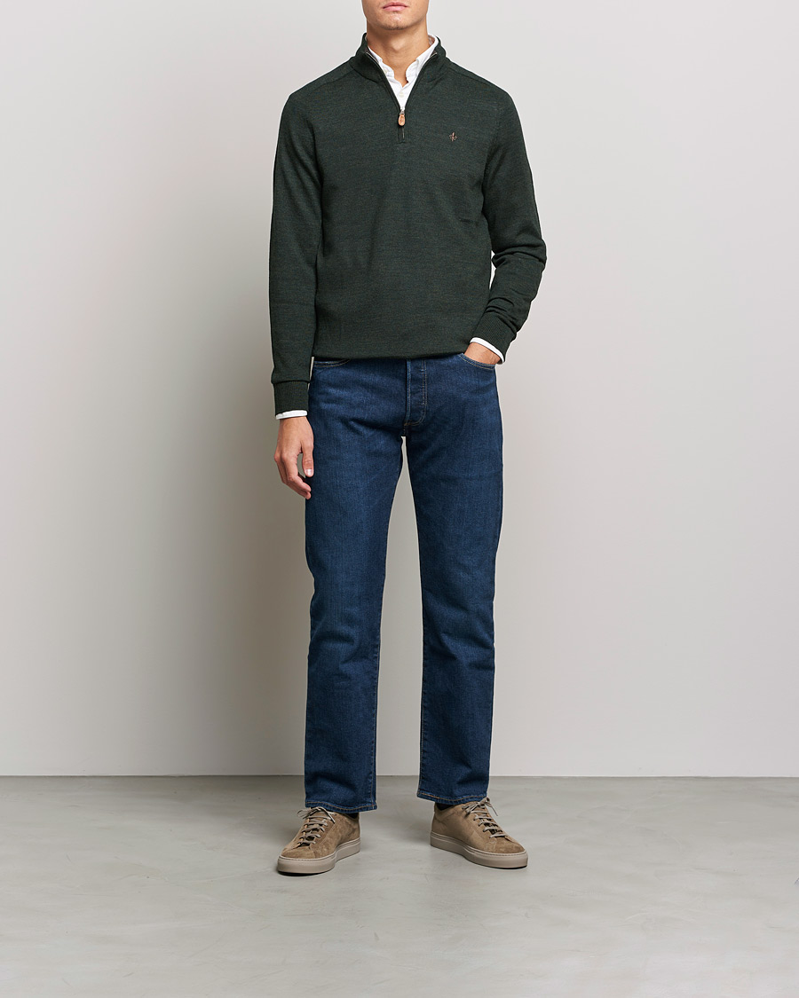 Hombres | Jerséis y prendas de punto | Morris | John Merino Half Zip Olive