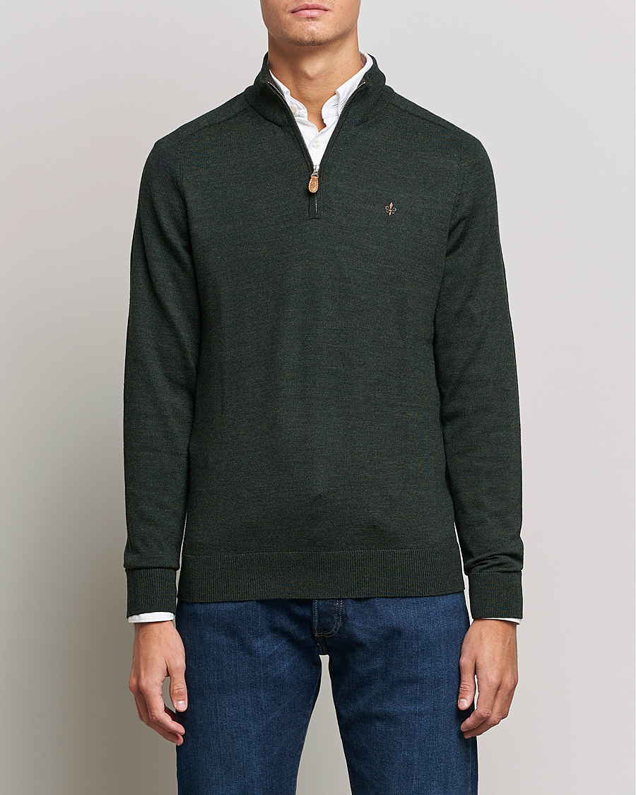 Hombres | Jerséis y prendas de punto | Morris | John Merino Half Zip Olive