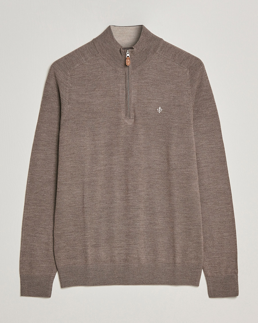 Hombres | Jerséis y prendas de punto | Morris | John Merino Half Zip Light Brown