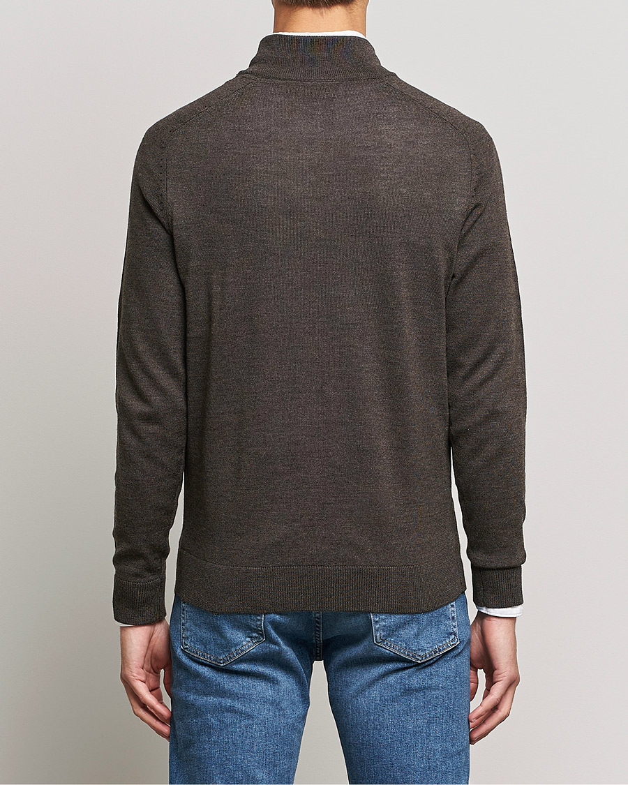 Hombres | Jerséis y prendas de punto | Morris | John Merino Half Zip Dark Brown