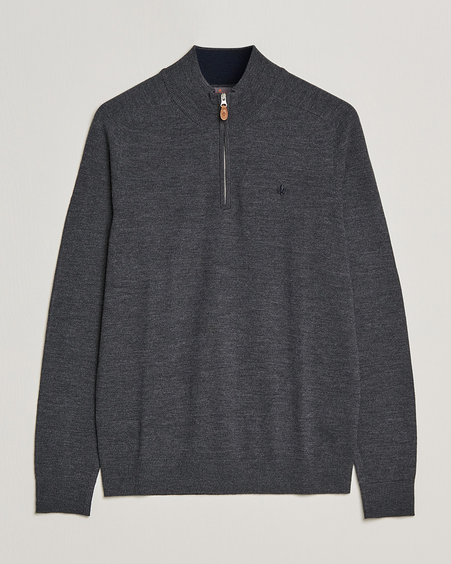 Hombres | Jerséis y prendas de punto | Morris | John Merino Half Zip Dark Grey