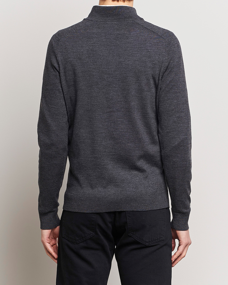 Hombres | Jerséis y prendas de punto | Morris | John Merino Half Zip Dark Grey