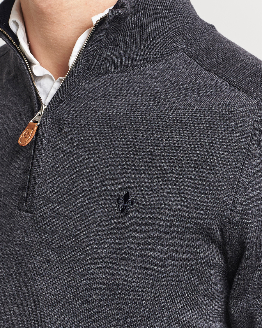 Hombres | Jerséis y prendas de punto | Morris | John Merino Half Zip Dark Grey