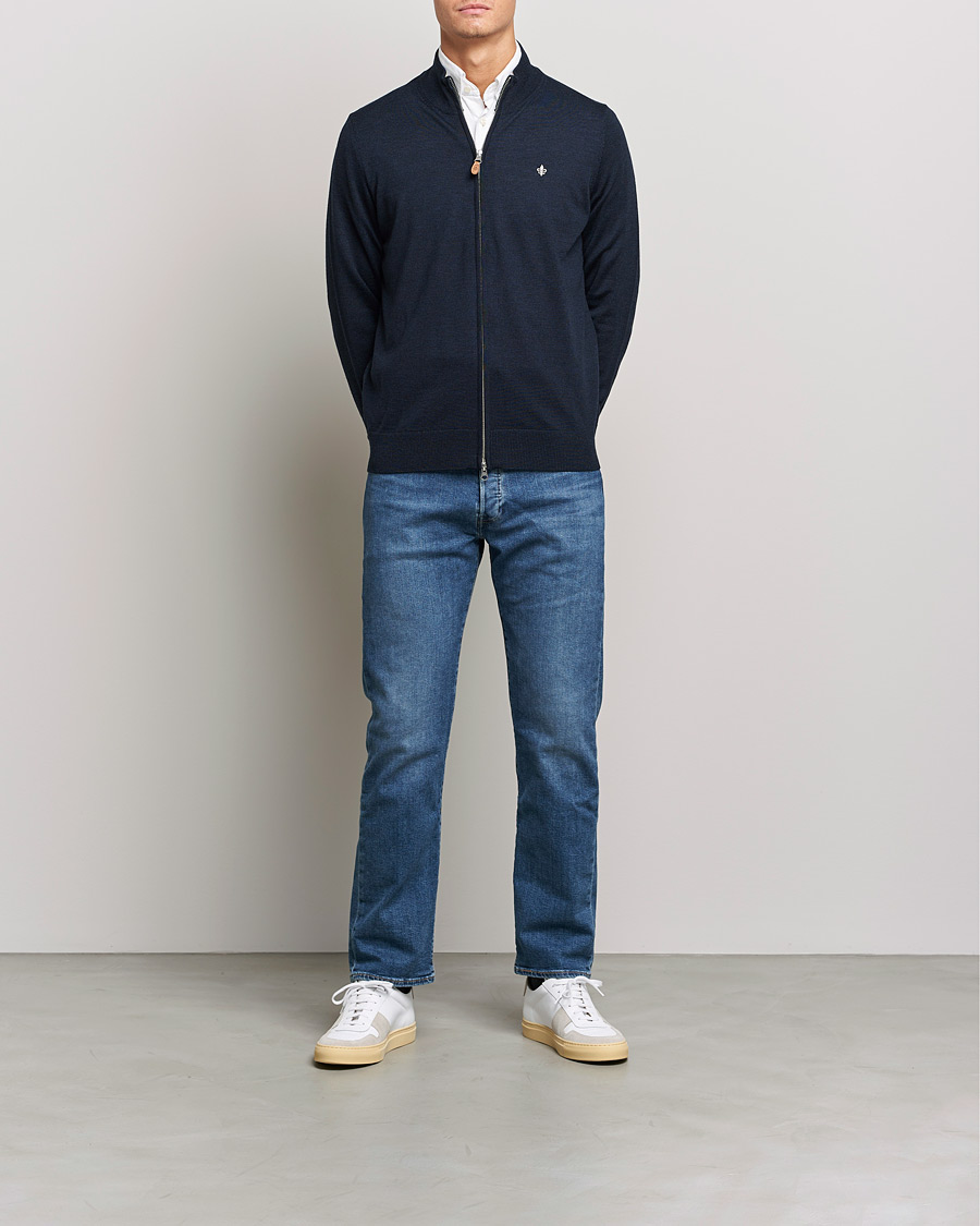 Hombres | Jerséis y prendas de punto | Morris | Merino Zip Cardigan Navy