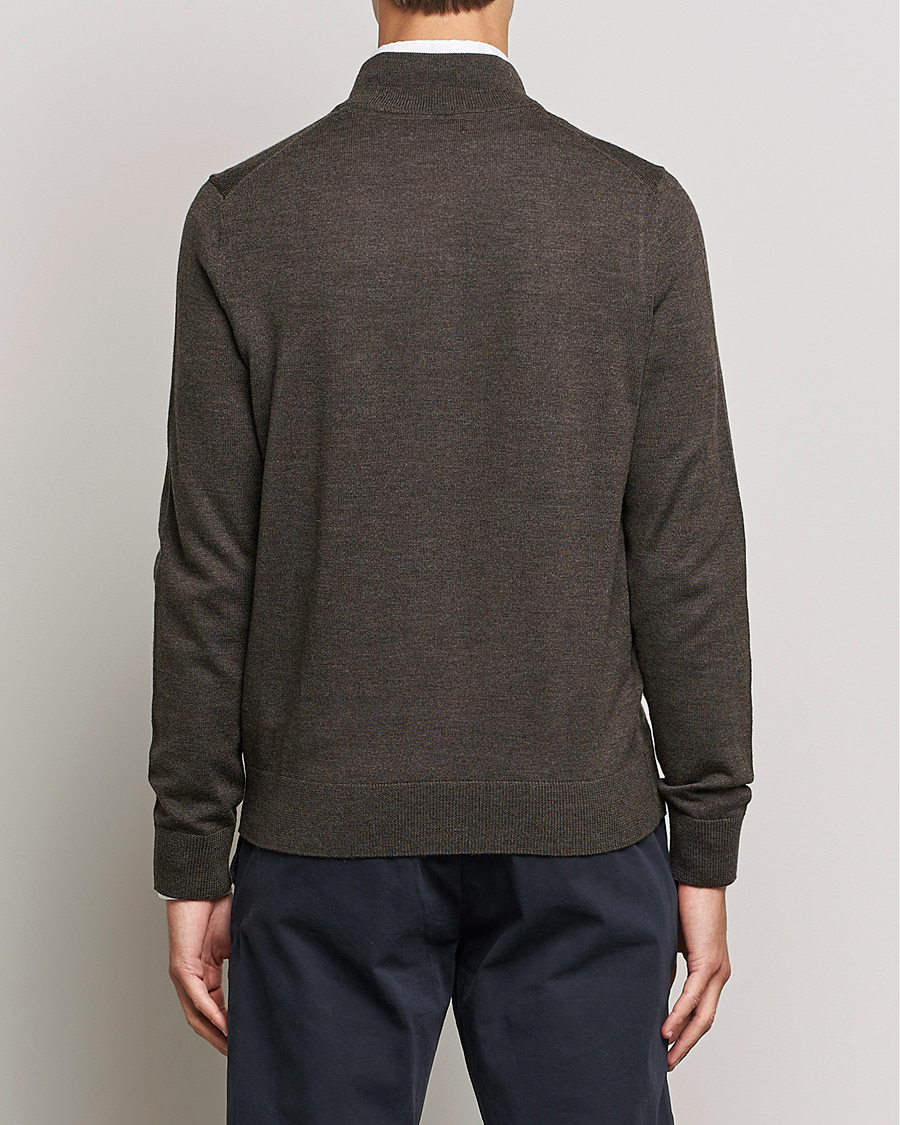 Hombres | Jerséis y prendas de punto | Morris | Merino Full Zip Cardigan Dark Brown