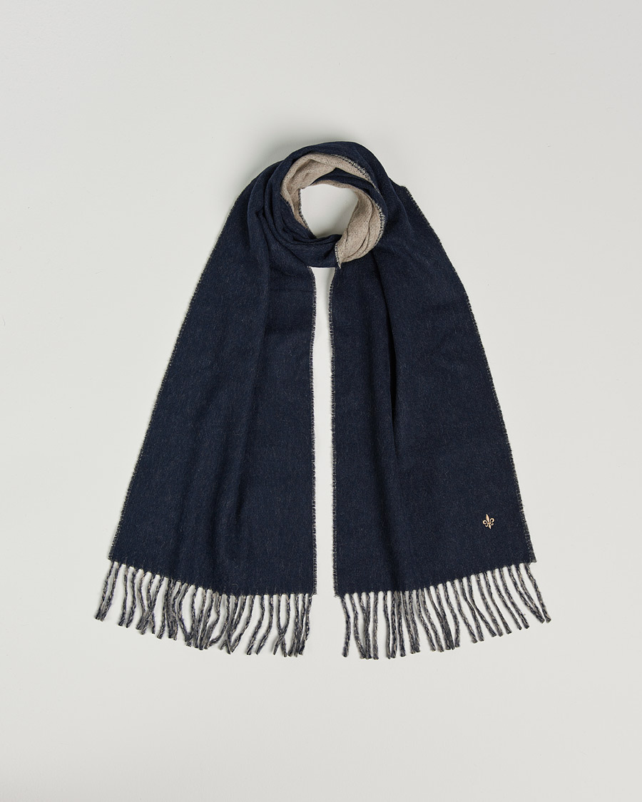 Hombres | Morris Double Face Wool Scarf Navy/Beige | Morris | Double Face Wool Scarf Navy/Beige