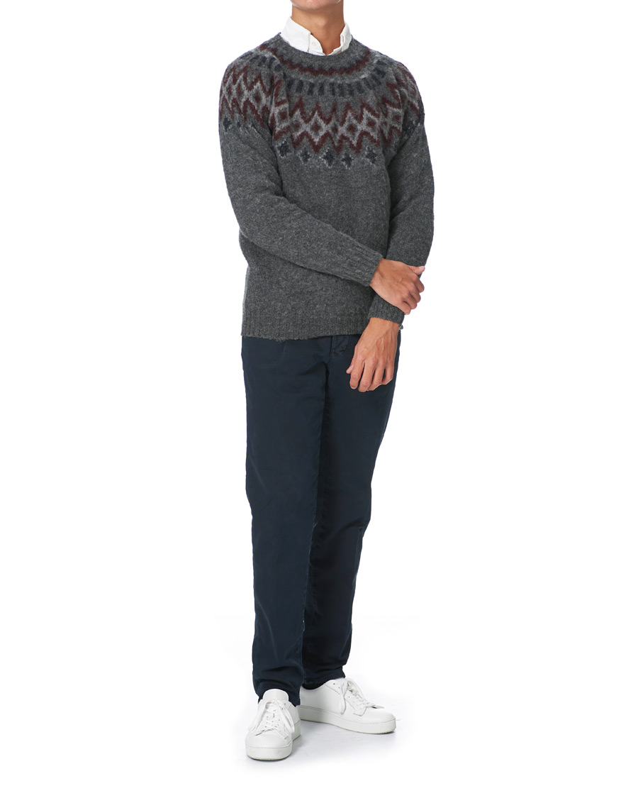 Hombres | Jerséis y prendas de punto | Howlin' | Brushed Wool Fair Isle Crew Sweater Oxford