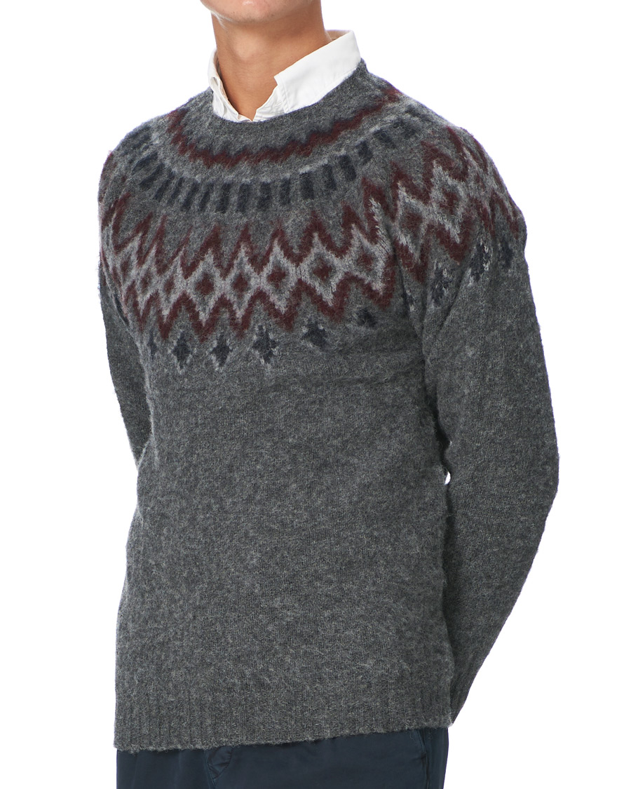 Hombres | Jerséis y prendas de punto | Howlin' | Brushed Wool Fair Isle Crew Sweater Oxford