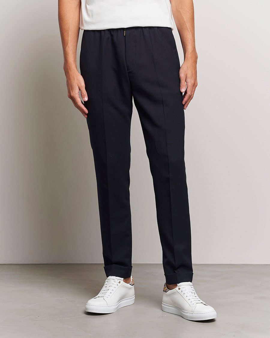 Hombres | Pantalones | Paul Smith | Drawstring Elastic Wool Pant Navy