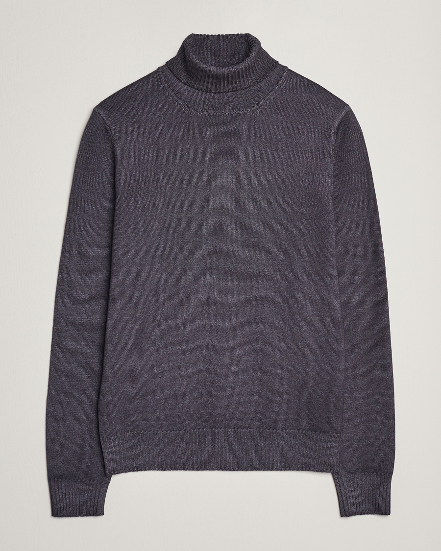 Hombres | Jerséis y prendas de punto | Gran Sasso | Vintage Merino Fashion Fit Polo Asphalt