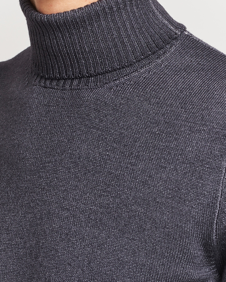 Hombres | Jerséis y prendas de punto | Gran Sasso | Vintage Merino Fashion Fit Polo Asphalt