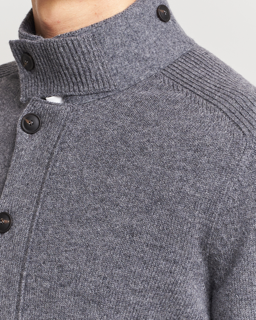 Hombres | Jerséis y prendas de punto | Gran Sasso | Heavy Wool Cardigan Grey Melange