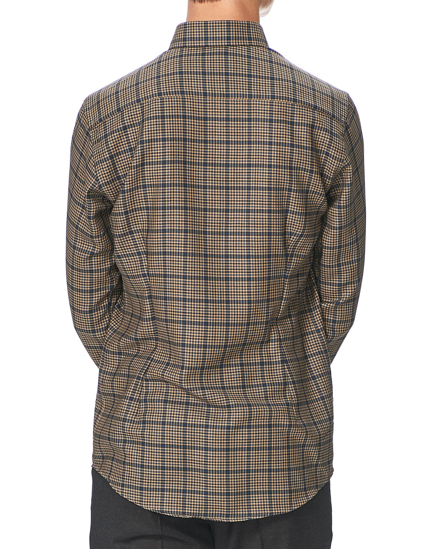 Hombres | Camisas | Eton | Slim Fit Big Checked Brushed Merino Shirt Brown