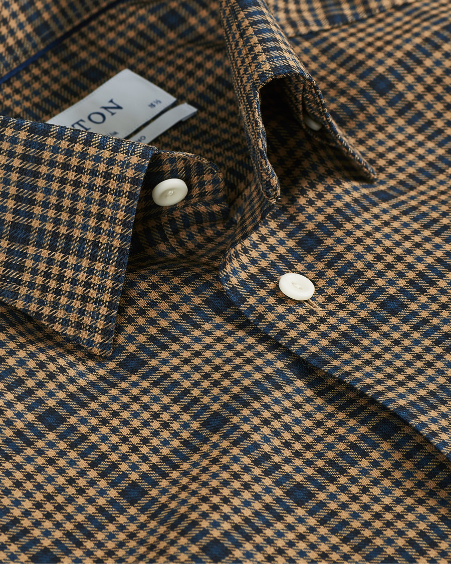 Hombres | Camisas | Eton | Slim Fit Big Checked Brushed Merino Shirt Brown