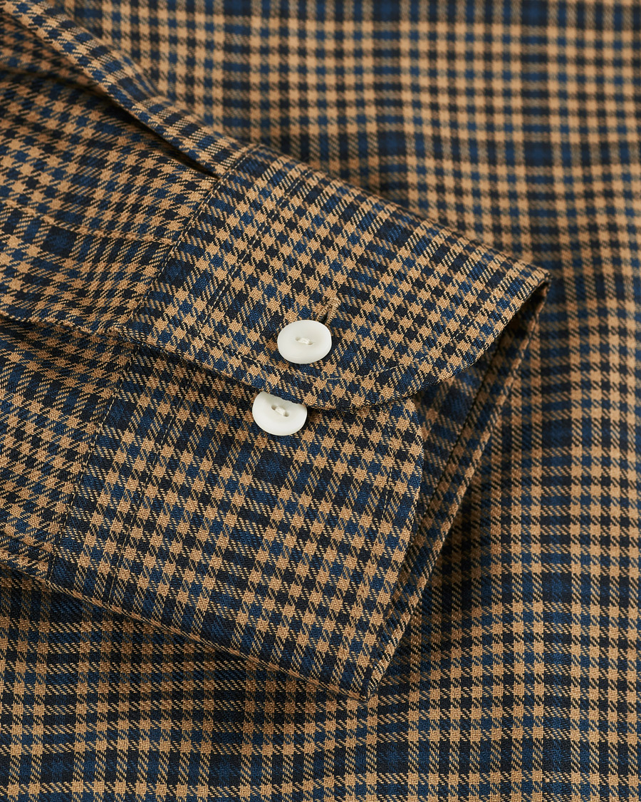 Hombres | Camisas | Eton | Slim Fit Big Checked Brushed Merino Shirt Brown