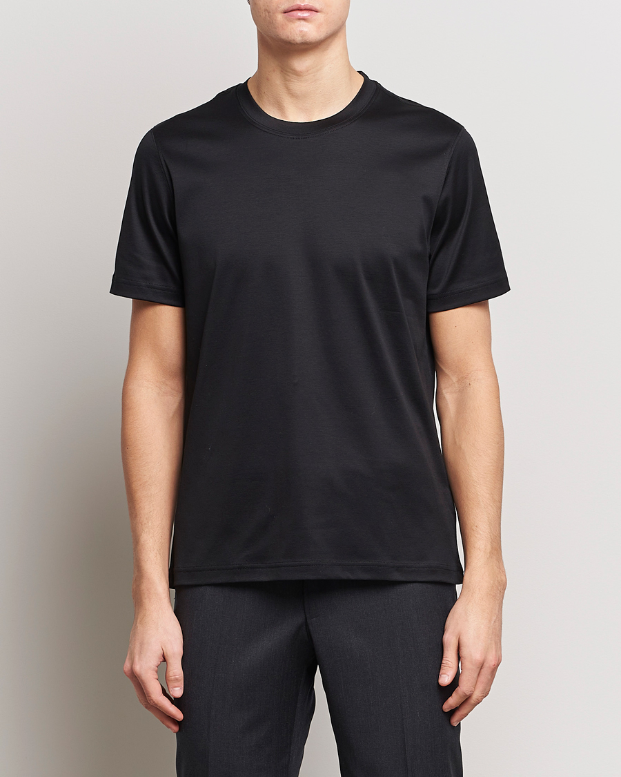 Hombres | Camisetas de manga corta | Eton | Filo Di Scozia Cotton T-Shirt Black