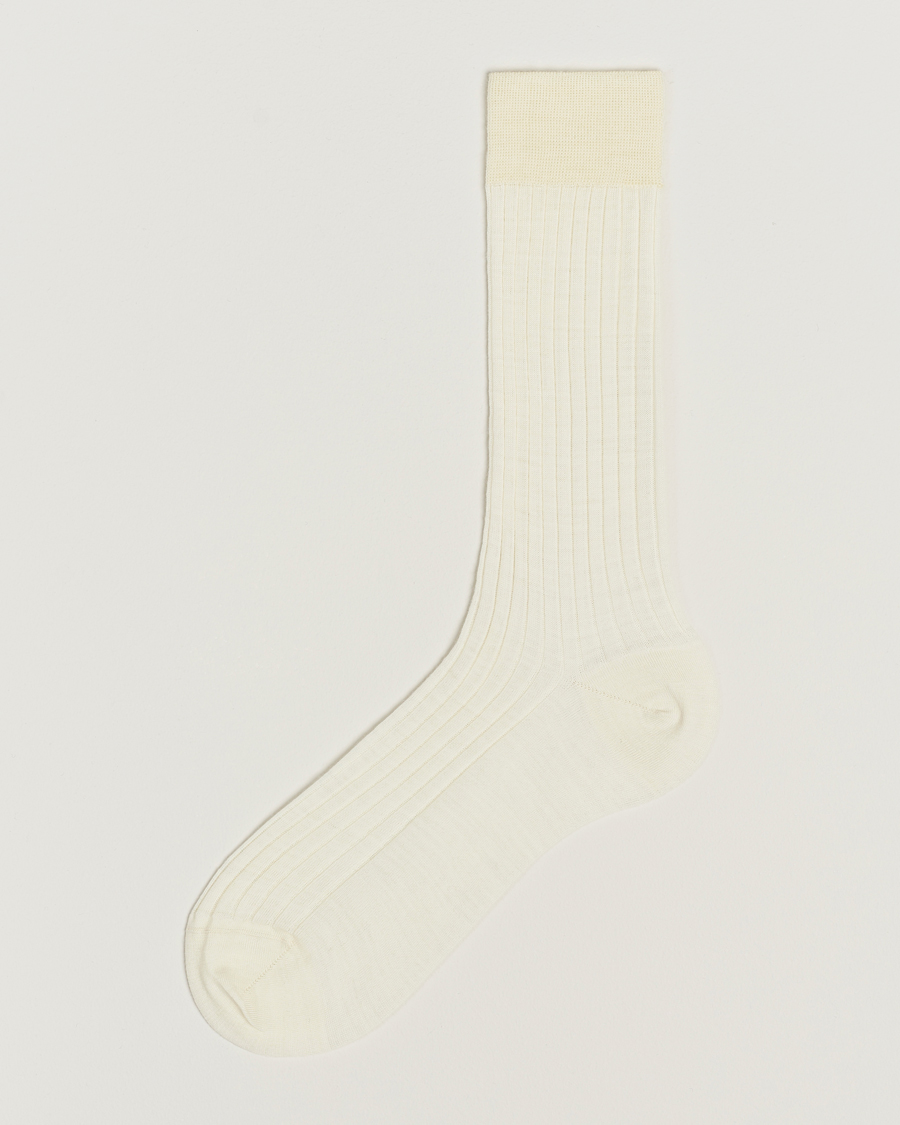 Hombres | Ropa interior y calcetines | Bresciani | Wool/Nylon Ribbed Short Socks White
