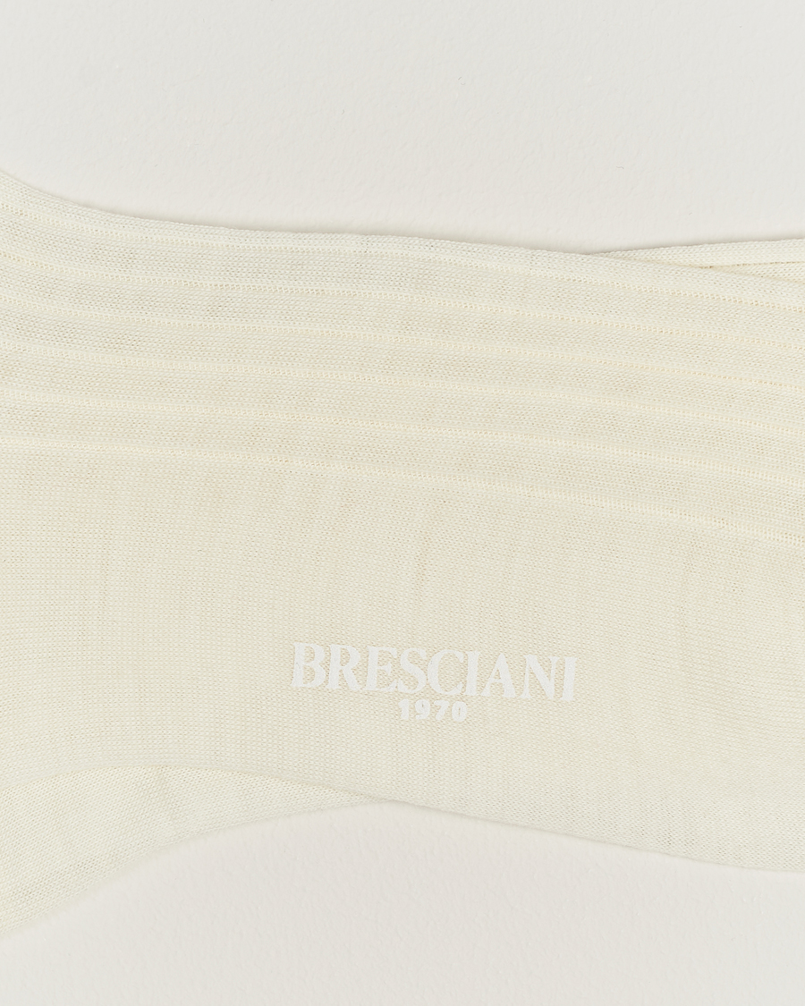 Hombres |  | Bresciani | Wool/Nylon Ribbed Short Socks White