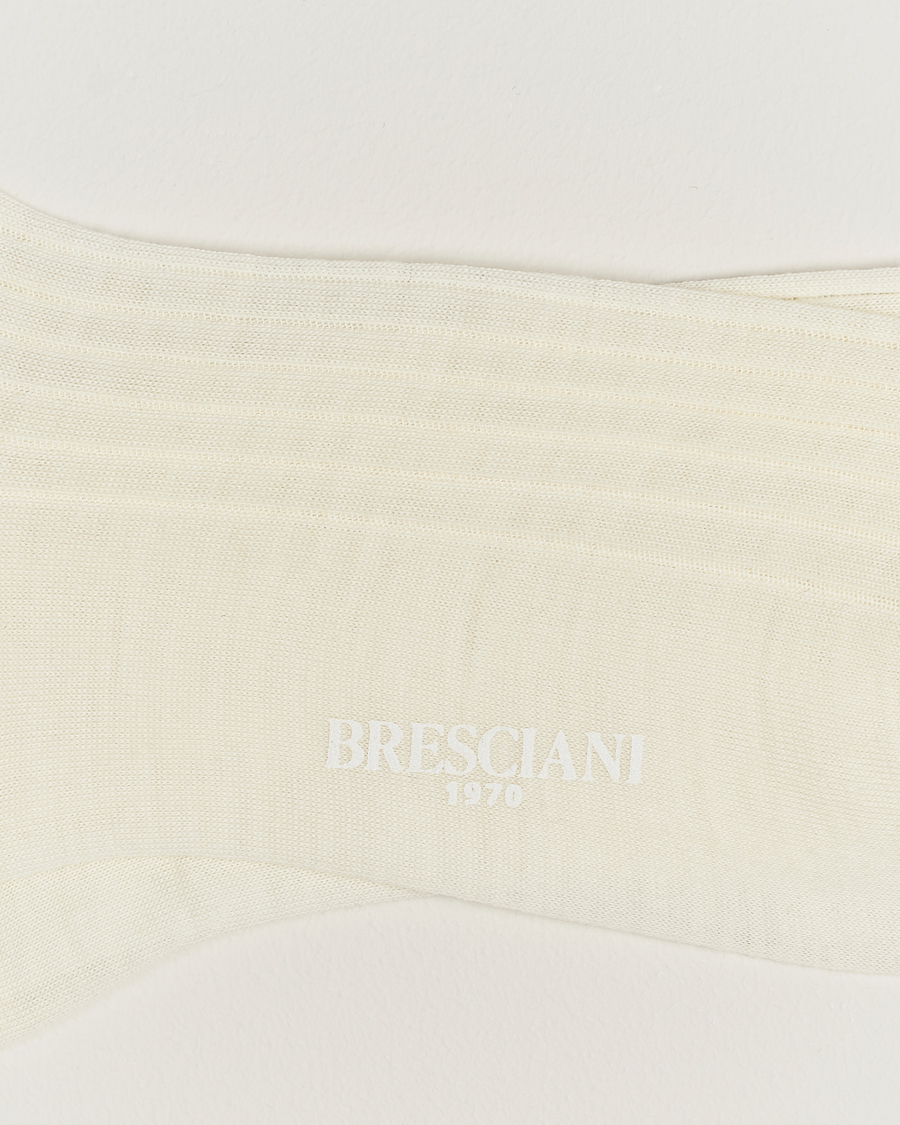 Hombres | Ropa interior y calcetines | Bresciani | Wool/Nylon Ribbed Short Socks White