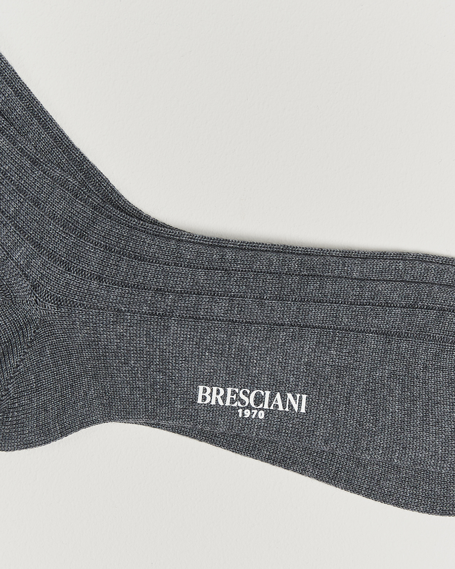 Hombres | Ropa interior y calcetines | Bresciani | Wool/Nylon Heavy Ribbed Socks Grey