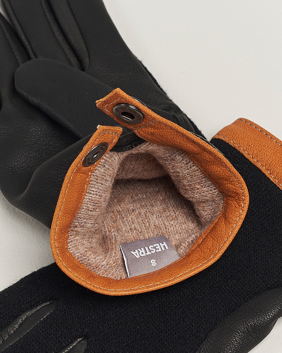 Hombres | Guantes | Hestra | Deerskin Wool Tricot Glove Black/Black