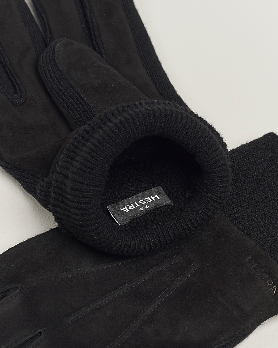 Hombres | Guantes | Hestra | Geoffery Suede Wool Tricot Glove Black