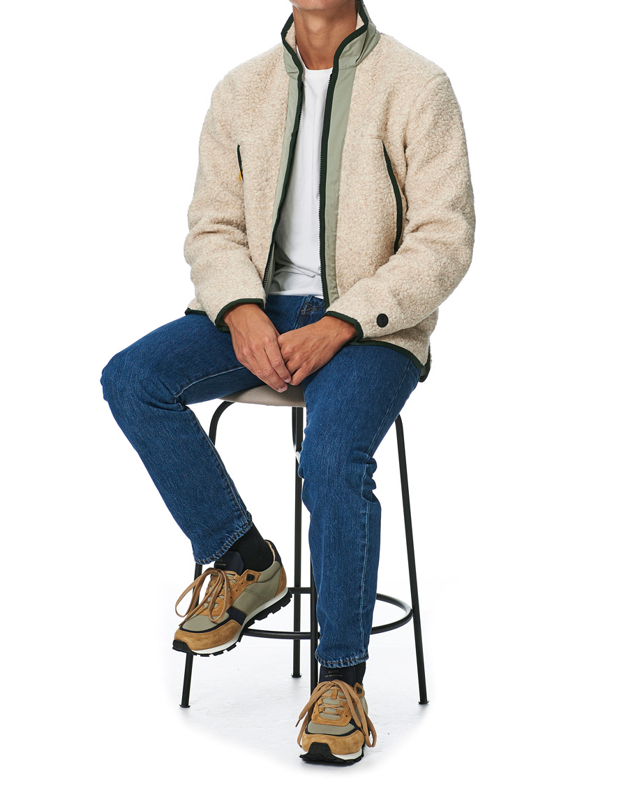 Hombres | Jerséis y prendas de punto | Orlebar Brown | Baird Fleece Full Zip Dune/Artichoke