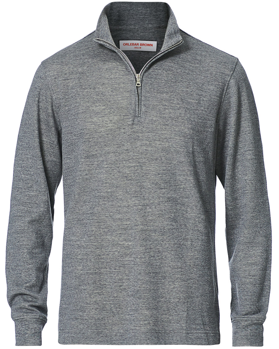 Hombres | Jerséis y prendas de punto | Orlebar Brown | Neilson Double Face Merino Half Zip Storm Grey