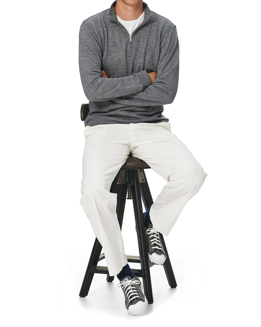 Hombres | Jerséis y prendas de punto | Orlebar Brown | Neilson Double Face Merino Half Zip Storm Grey