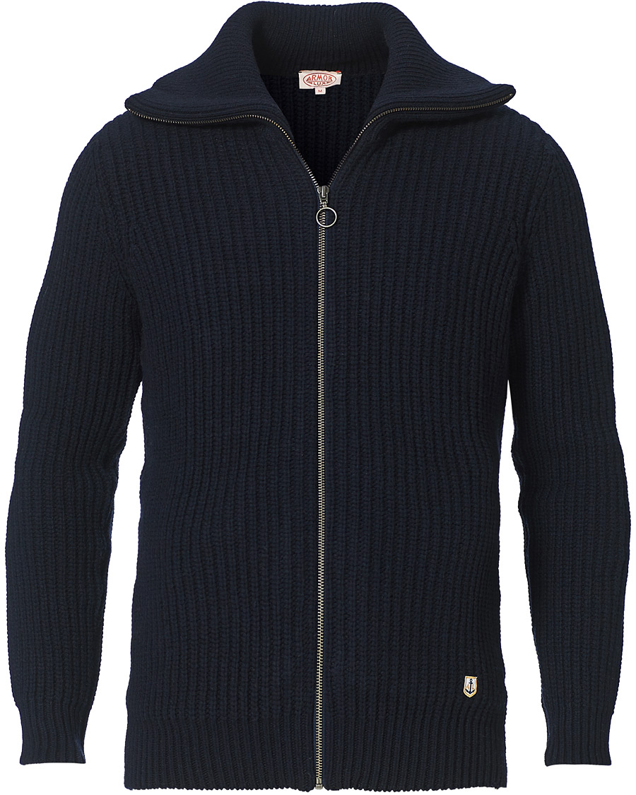 Hombres | Jerséis y prendas de punto | Armor-lux | Ribbed Zip Sweater Navy
