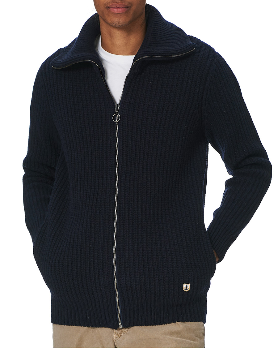 Hombres | Jerséis y prendas de punto | Armor-lux | Ribbed Zip Sweater Navy