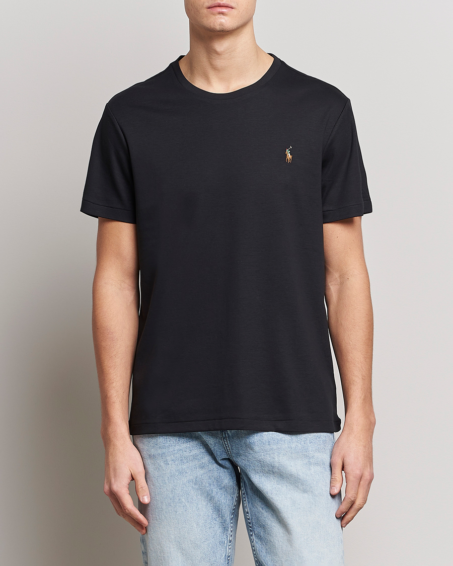 Hombres | Camisetas negras | Polo Ralph Lauren | Luxury Pima Cotton Crew Neck T-Shirt Black