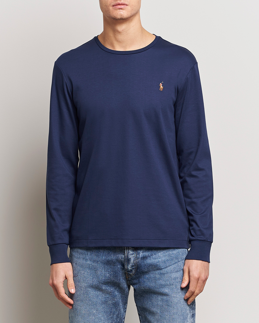 Hombres | Camisetas | Polo Ralph Lauren | Luxury Pima Cotton Long Sleeve T-Shirt Refined Navy