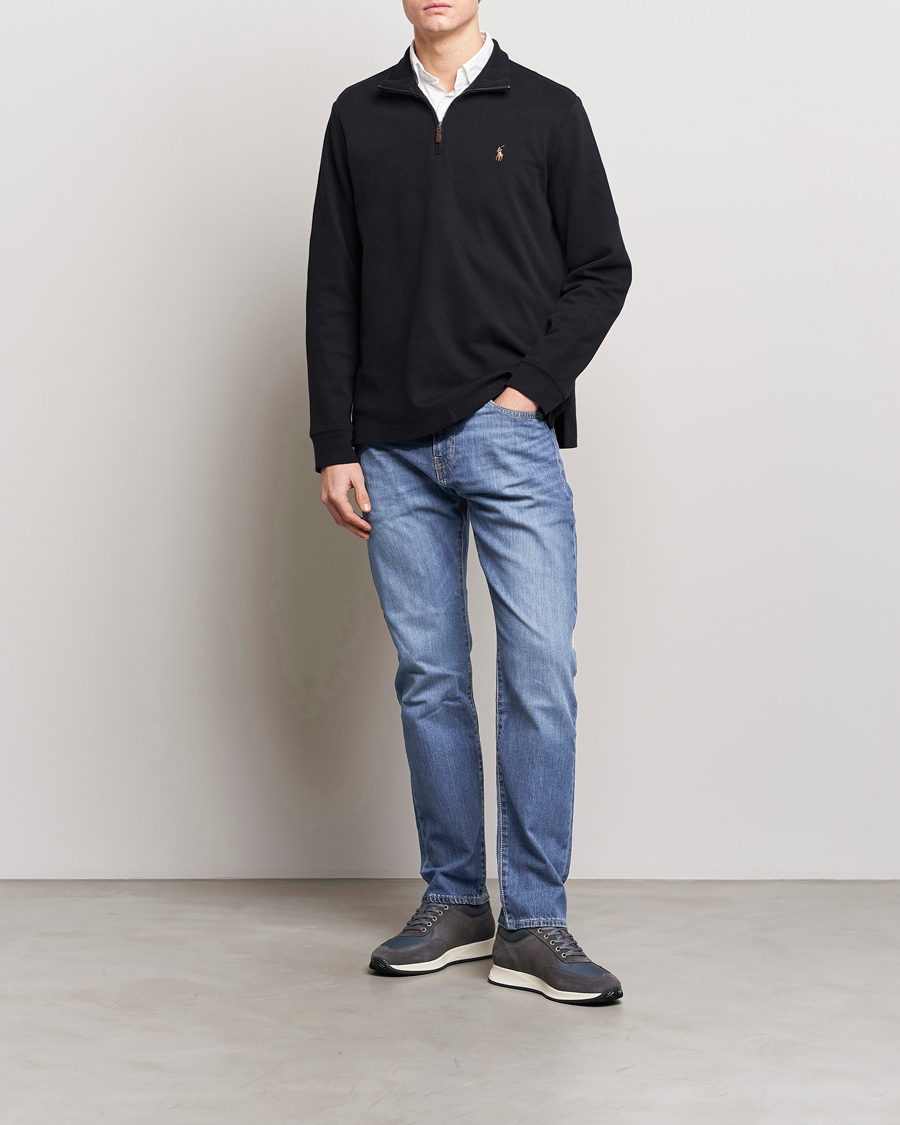 Polo Ralph Lauren Double Knit Jaquard Half Zip Sweater Polo Black