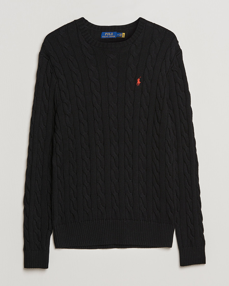 Hombres | Jerséis y prendas de punto | Polo Ralph Lauren | Cotton Cable Pullover Polo Black