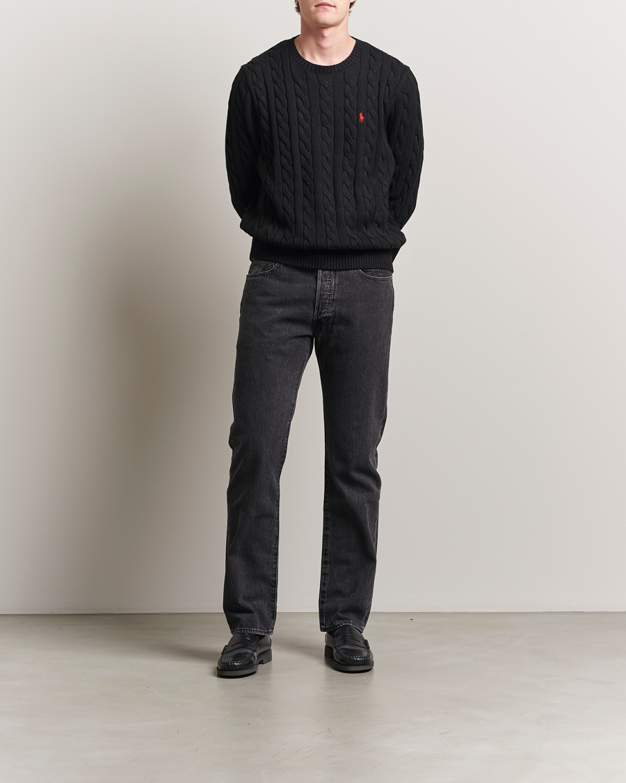 Hombres | Jerséis y prendas de punto | Polo Ralph Lauren | Cotton Cable Pullover Polo Black