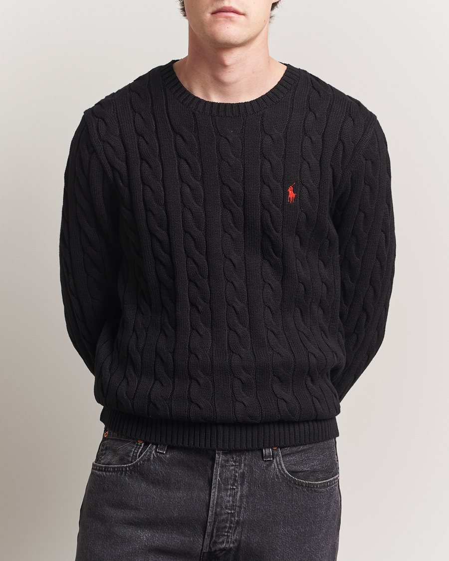 Hombres | Jerséis y prendas de punto | Polo Ralph Lauren | Cotton Cable Pullover Polo Black