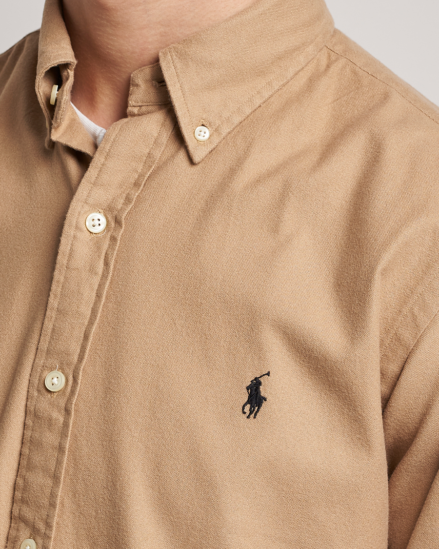 Hombres | Camisas | Polo Ralph Lauren | Custom Fit Brushed Flannel Shirt Vintage Khaki