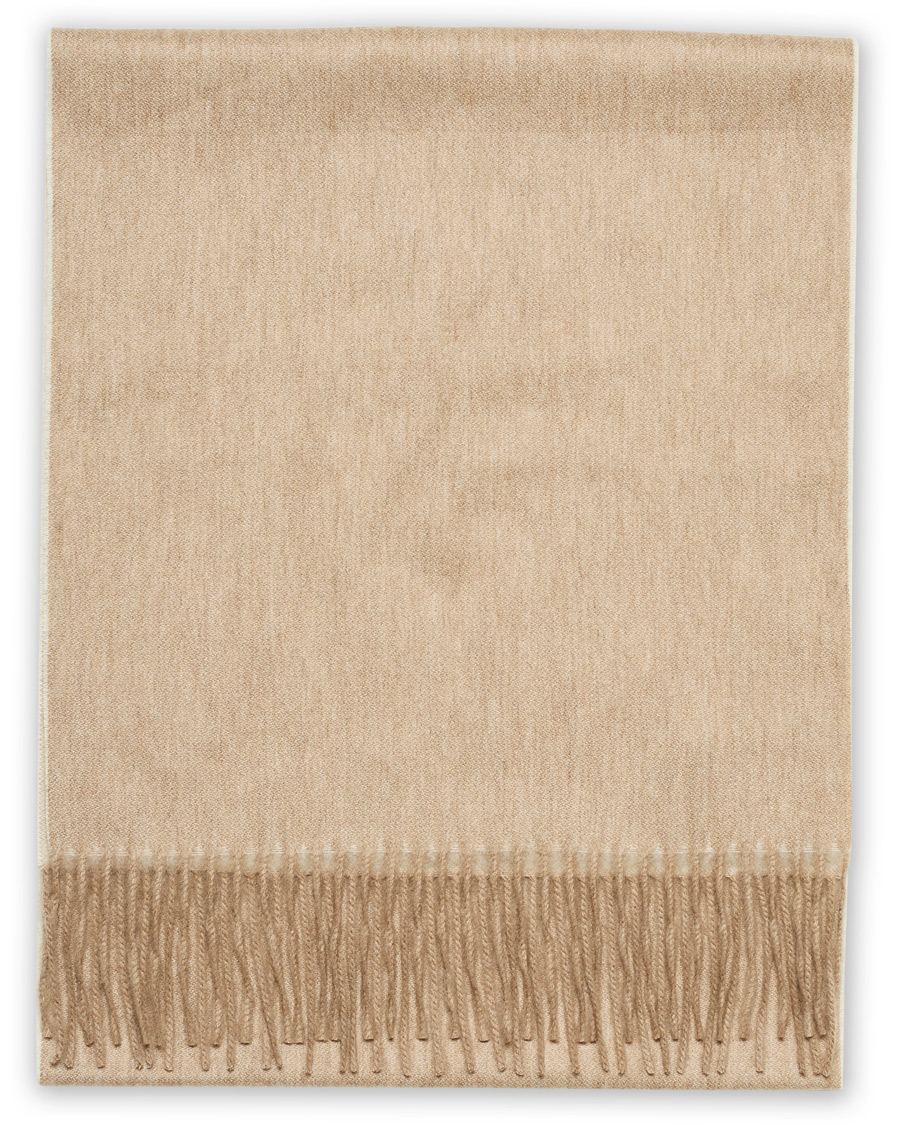 Hombres | Begg & Co Arran Reversible Cashmere Scarf Stone/White | Begg & Co | Arran Reversible Cashmere Scarf Stone/White