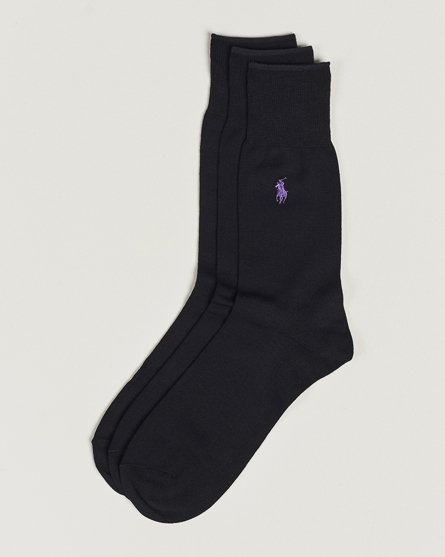Hombres | Ropa interior y calcetines | Polo Ralph Lauren | 3-Pack Mercerized Cotton Socks Black
