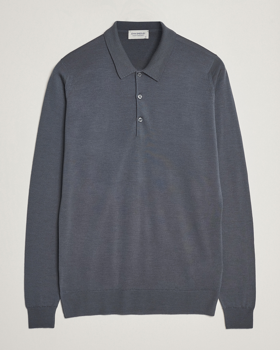 Hombres | Jerséis y prendas de punto | John Smedley | Belper Extra Fine Merino Polo Pullover Slate Grey