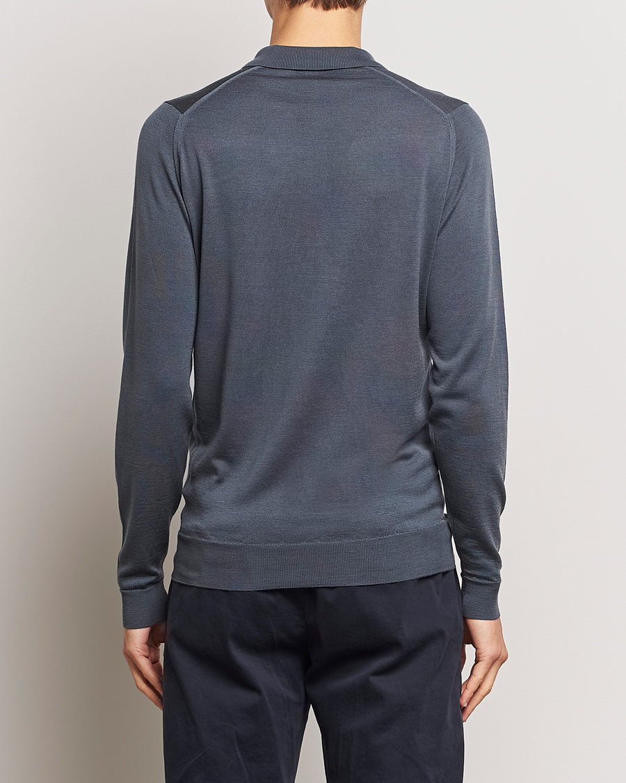 Hombres | Jerséis y prendas de punto | John Smedley | Belper Extra Fine Merino Polo Pullover Slate Grey
