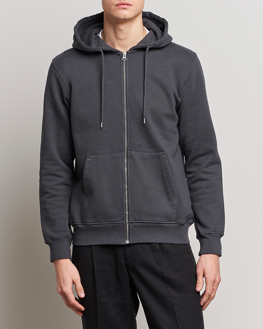 Hombres | Jerséis y prendas de punto | Colorful Standard | Classic Organic Full Zip Hood Lava Grey