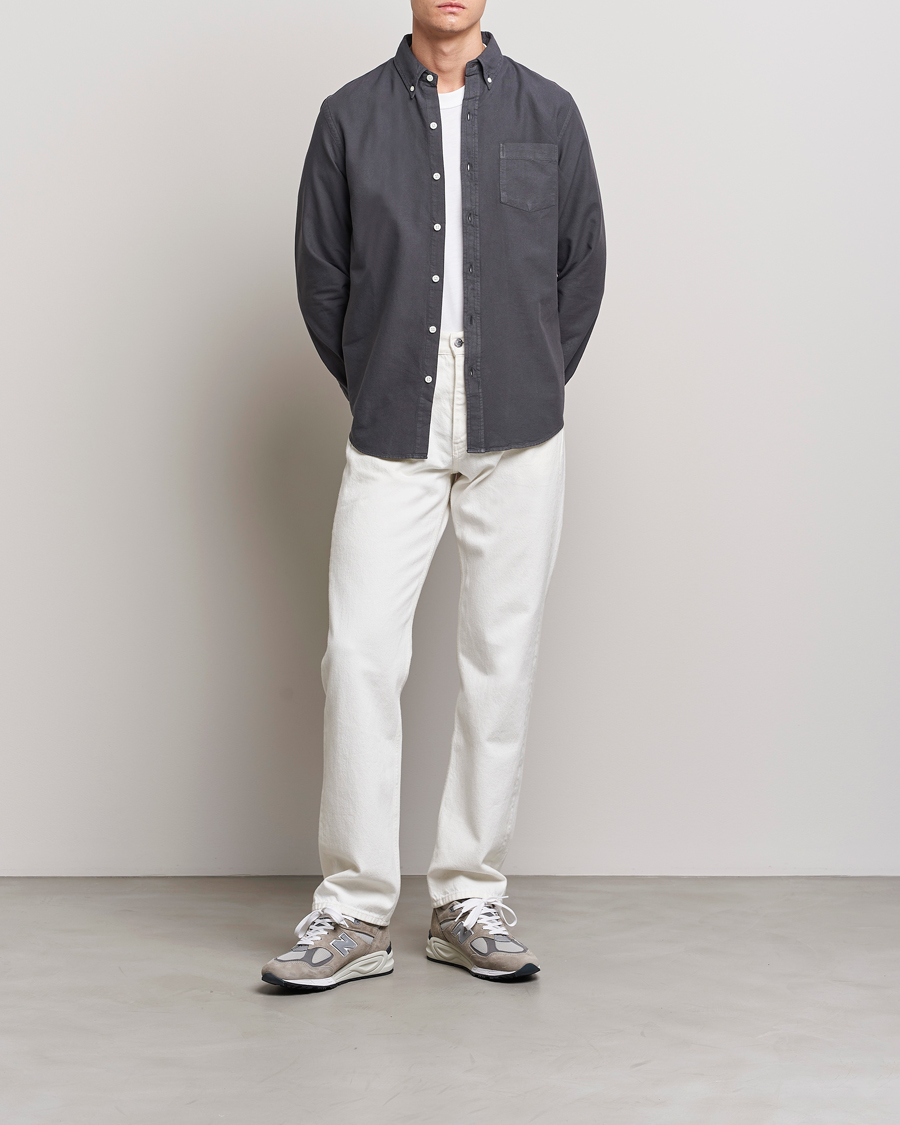 Hombres | Camisas | Colorful Standard | Classic Organic Oxford Button Down Shirt Lava Grey