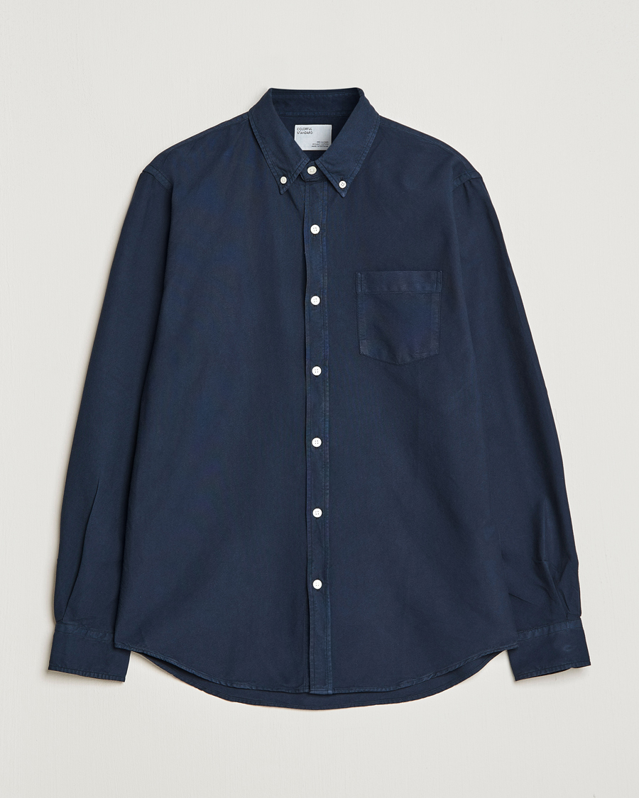 Hombres | Camisas | Colorful Standard | Classic Organic Oxford Button Down Shirt Navy Blue