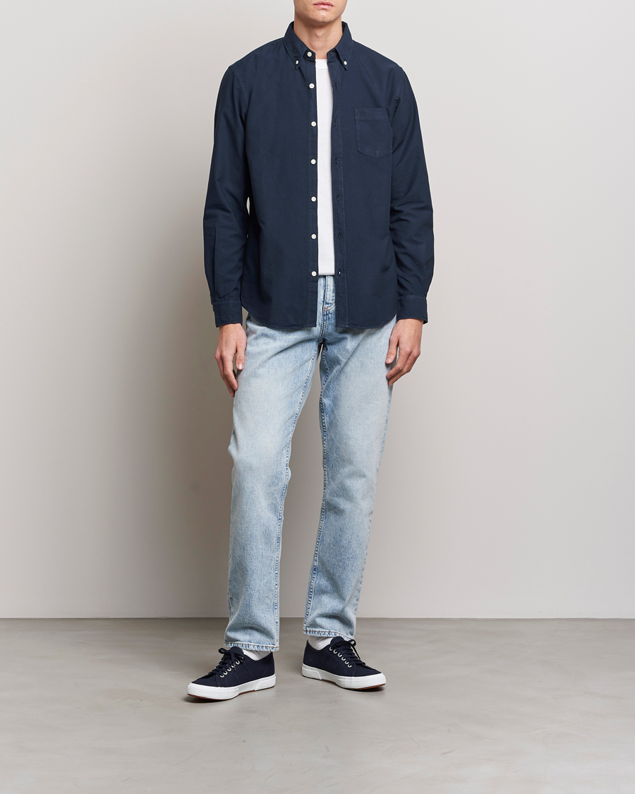 Hombres | Camisas | Colorful Standard | Classic Organic Oxford Button Down Shirt Navy Blue