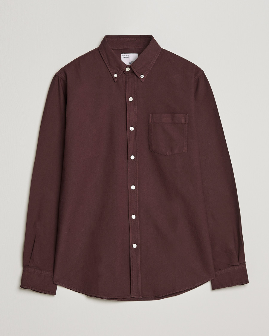 Hombres | Camisas | Colorful Standard | Classic Organic Oxford Button Down Shirt Oxblood Red