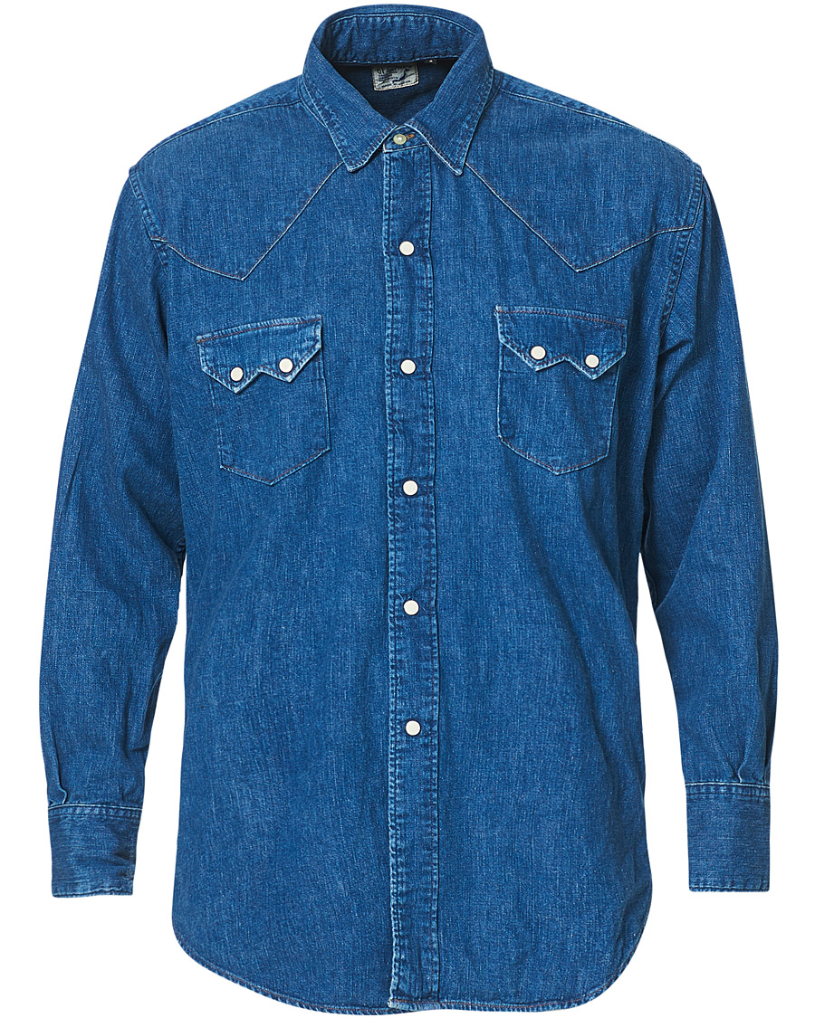 Hombres | Camisas | orSlow | Denim Western Shirt Washed Indigo